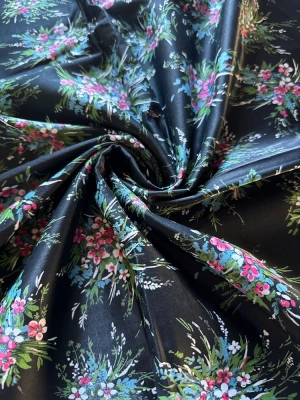 Tissu satiné imprimé fleuri mini